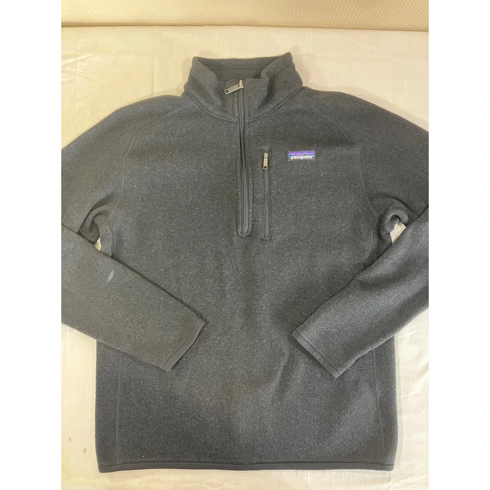 Patagonia Better Sweater 1/4 Zip Mens Medium Black Fleece Pullover Jacket 25527